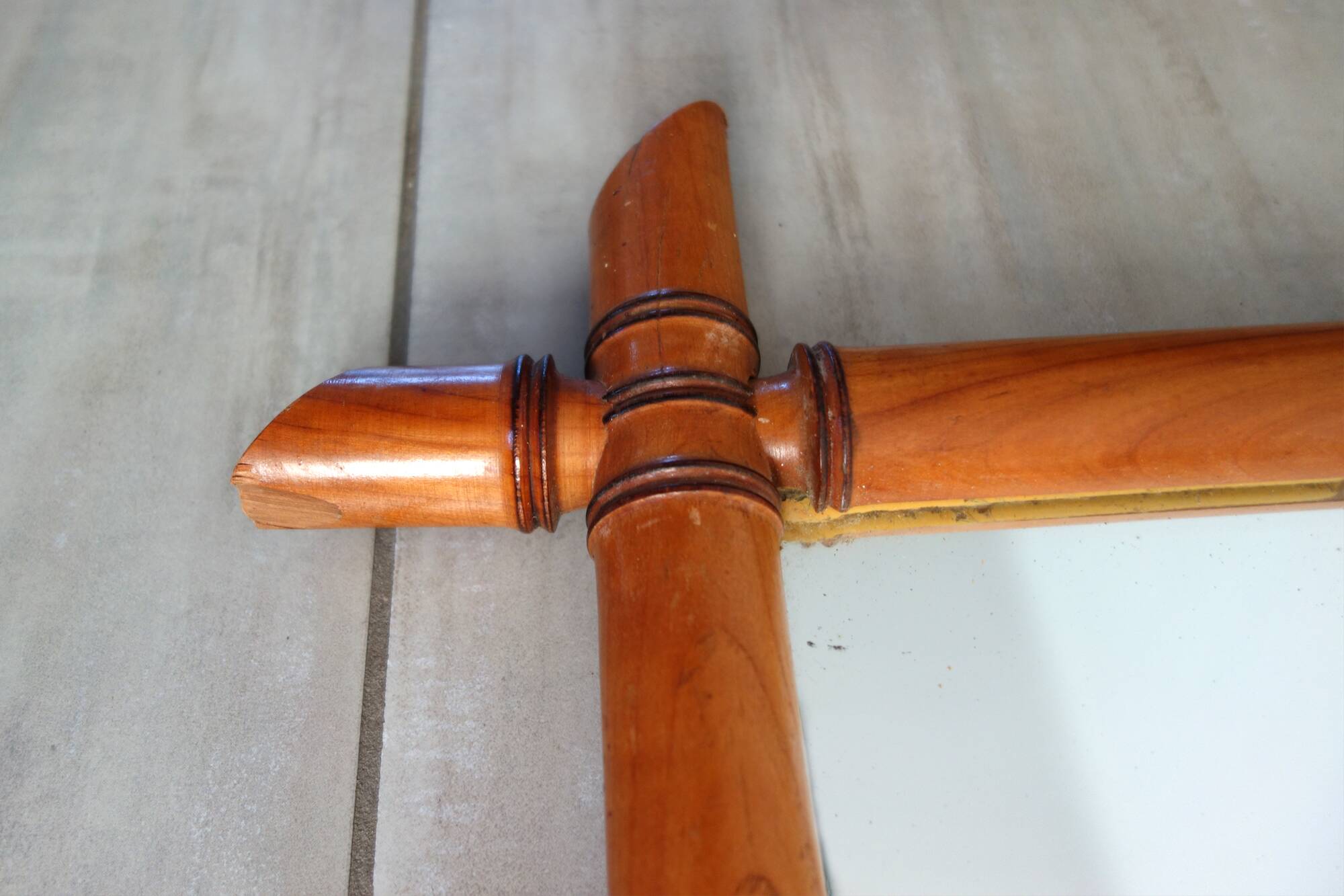 Large vintage bamboo mirror from the 20s