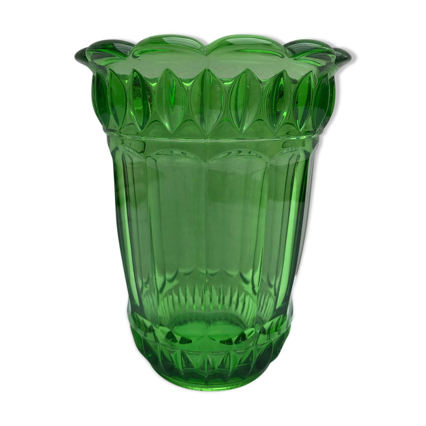 Former Vase ART DECO Style AVEN Glass Green Mold Vintage Decoration