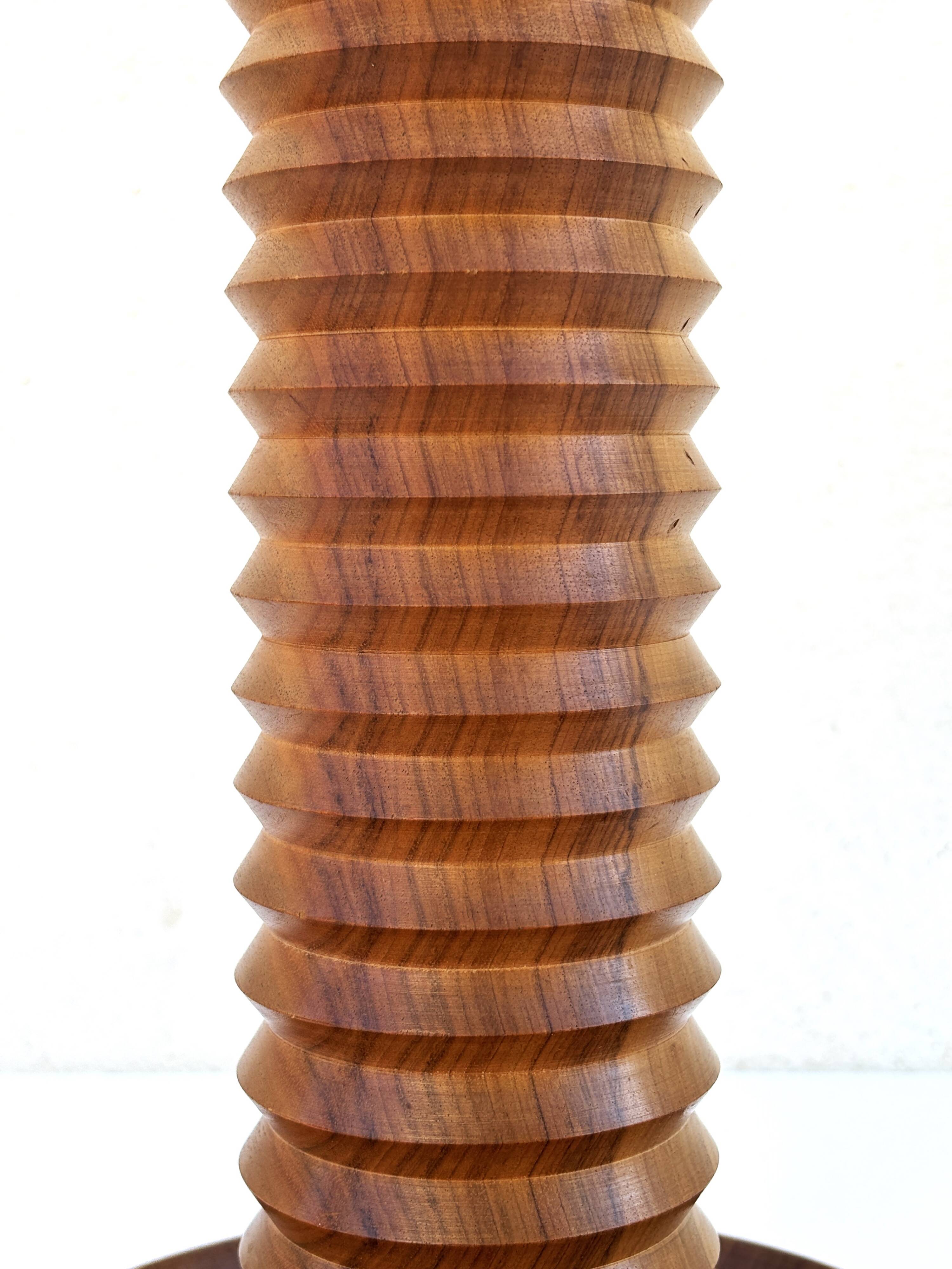 Vintage turned wood lamp base by Charles Dudouyt from the 1940s-1950s.