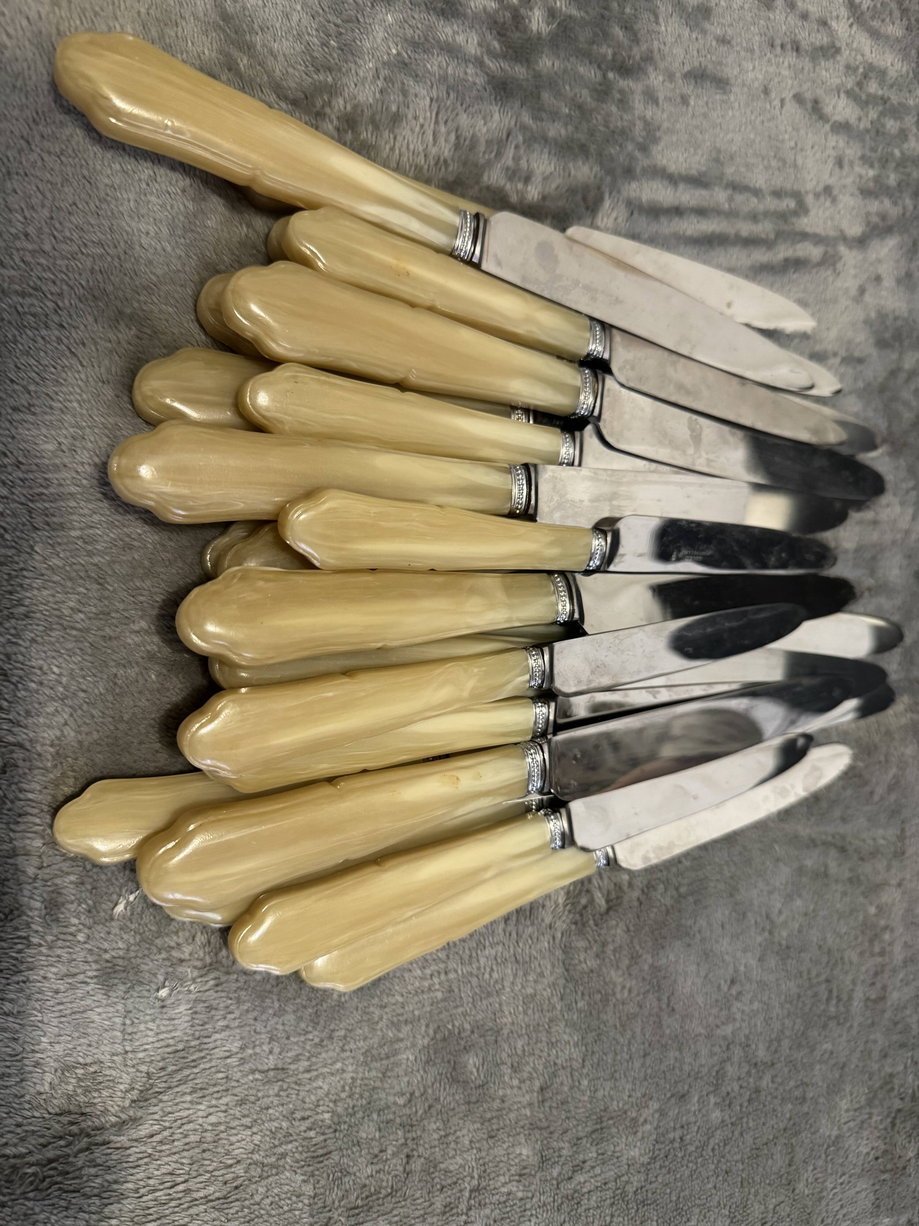 24 antique table knives – bone handle – cutler Montpellier