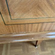 Vintage 4-door sideboard with wood veneer and glass top