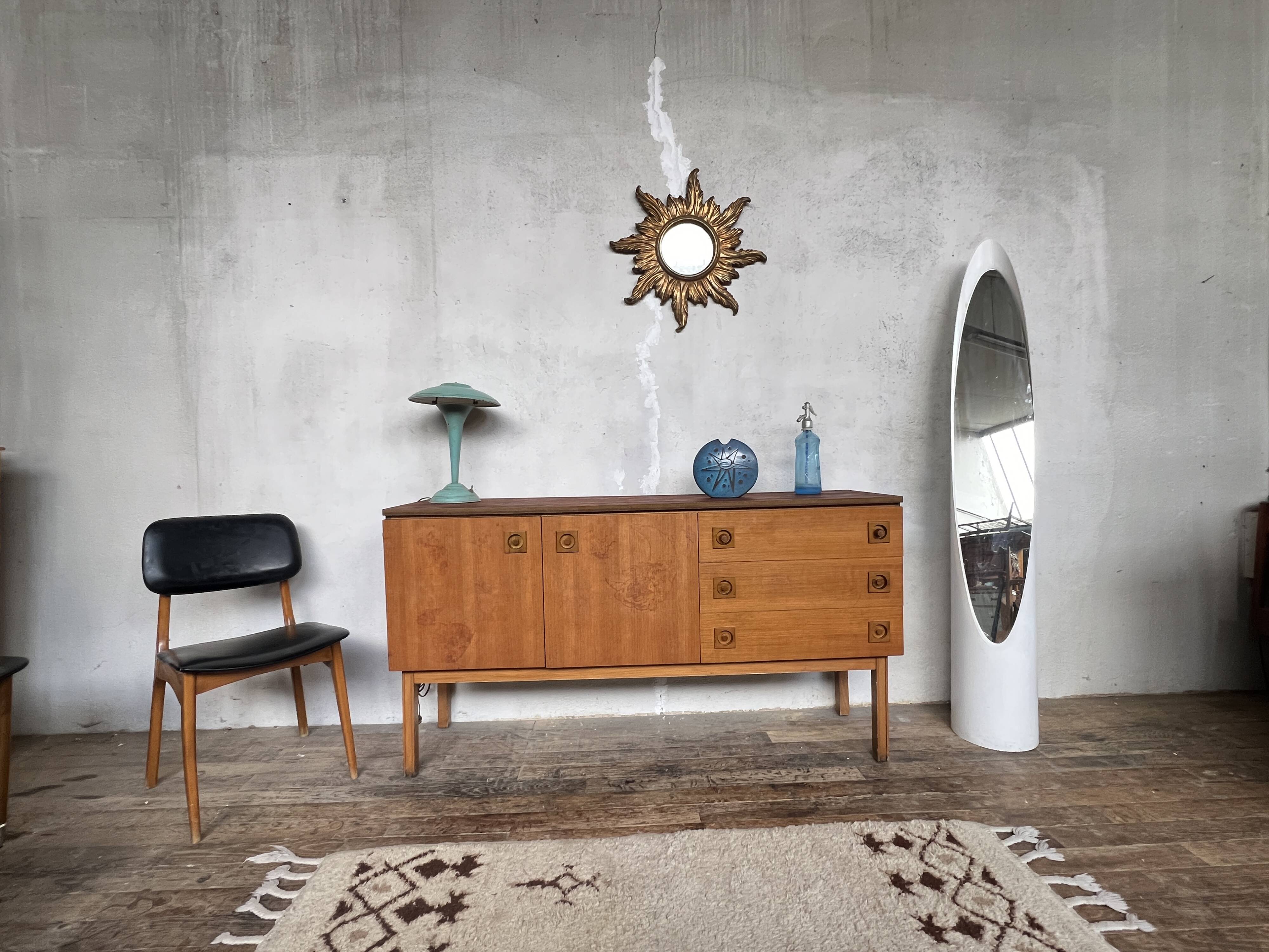 Vintage modernist French teak TV/hifi cabinet