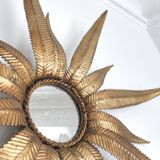 Mirror sun leaves gold metal 58cm