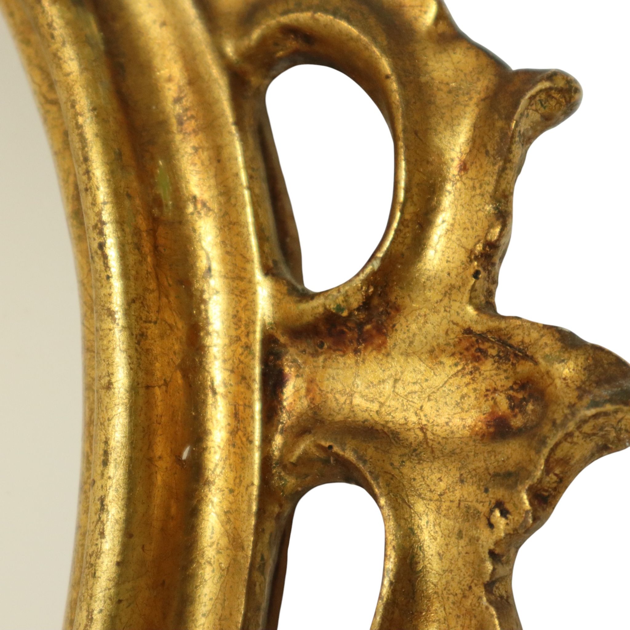 Miroir classique étroit à crête doré à la feuille d'or de style baroque 72 cm