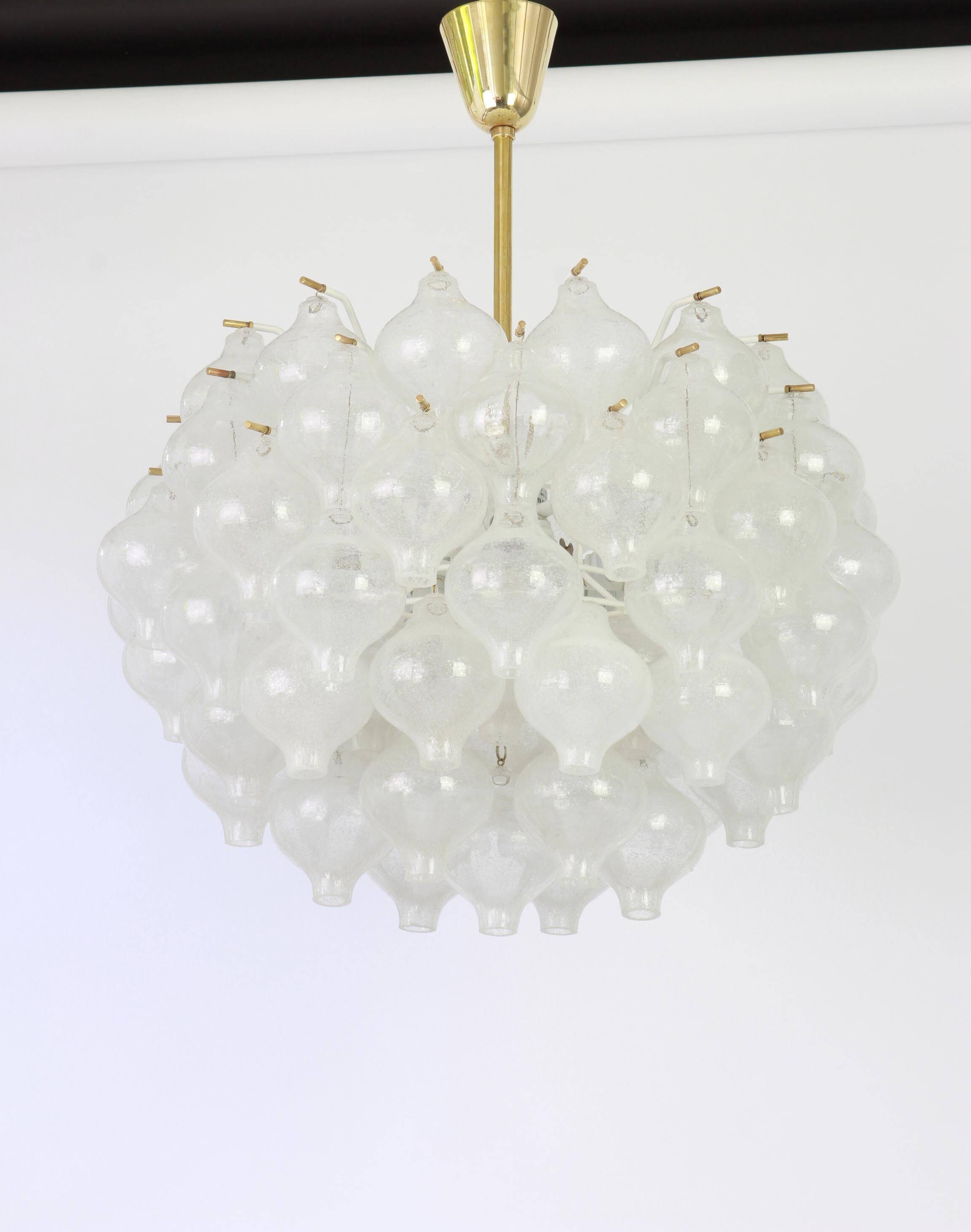 1 of 6 large tulip glass chandeliers by Kalmar, Austria, 1960s