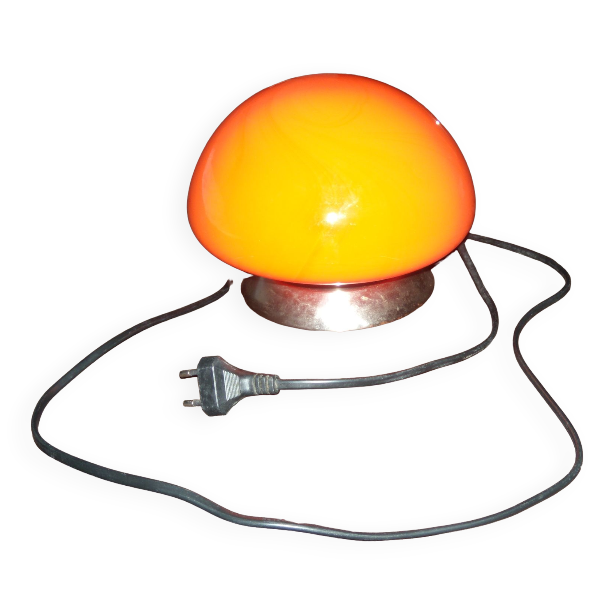 Vintage lamp in the shape of orange mushroom "UFO touch lamp"