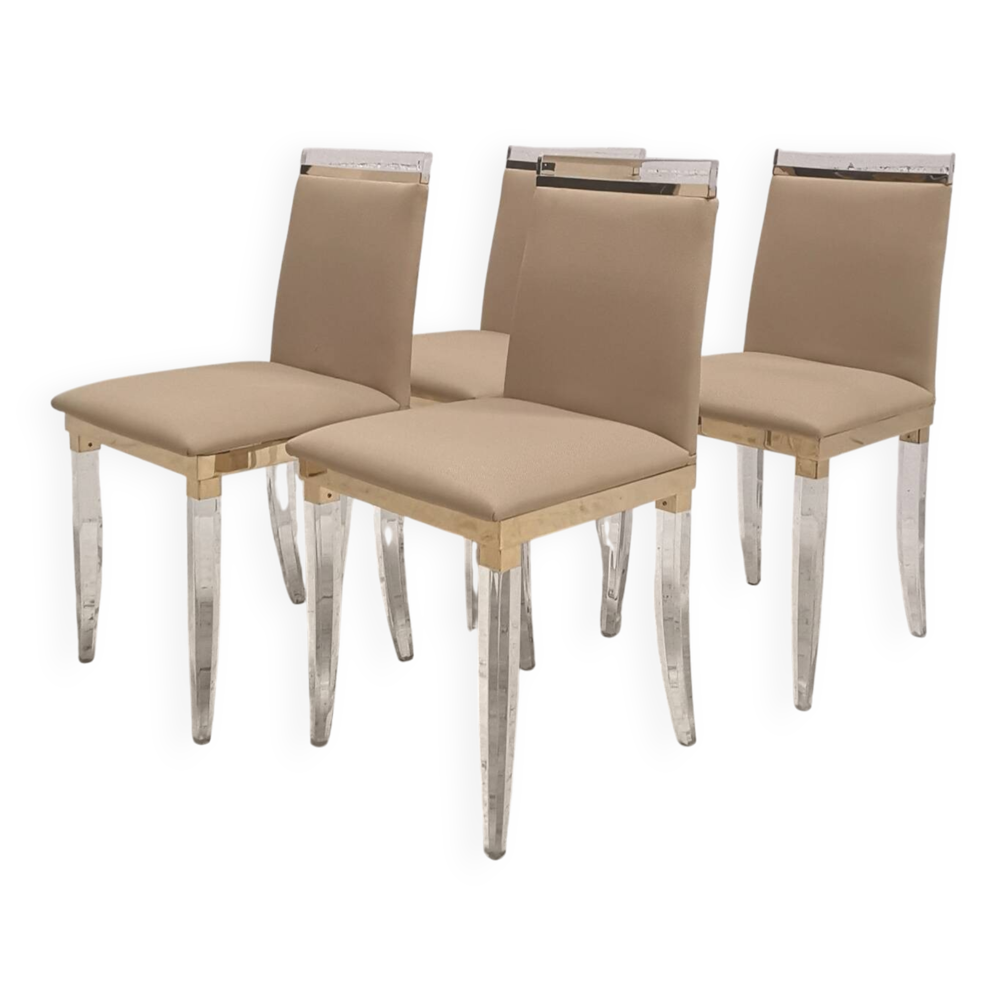 Set de 4 chaises design Hollywood Regency altuglas