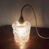 Vintage molded glass portable lamp