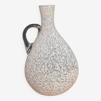 Pitcher vase in the shape of a gourd 1940 gray speckled on a white background