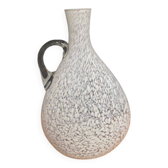 Vase pichet en forme de gourde 1940 moucheté gris sur fond blanc