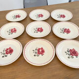 Dessert service 9 vintage Badonviller porcelain plates from the 60s