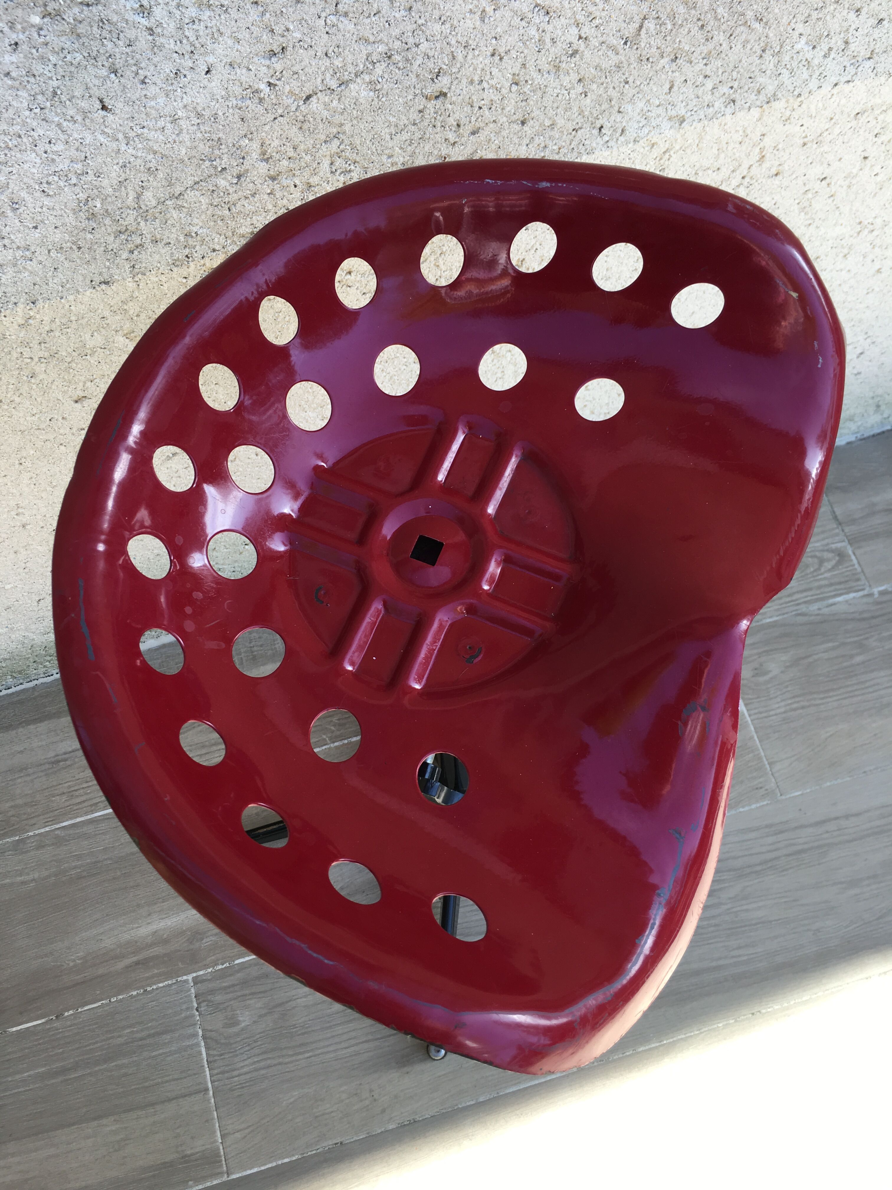 Vintage high stool sitting tractor