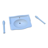 White ceramic wall washbasin with 2 ceramic legs