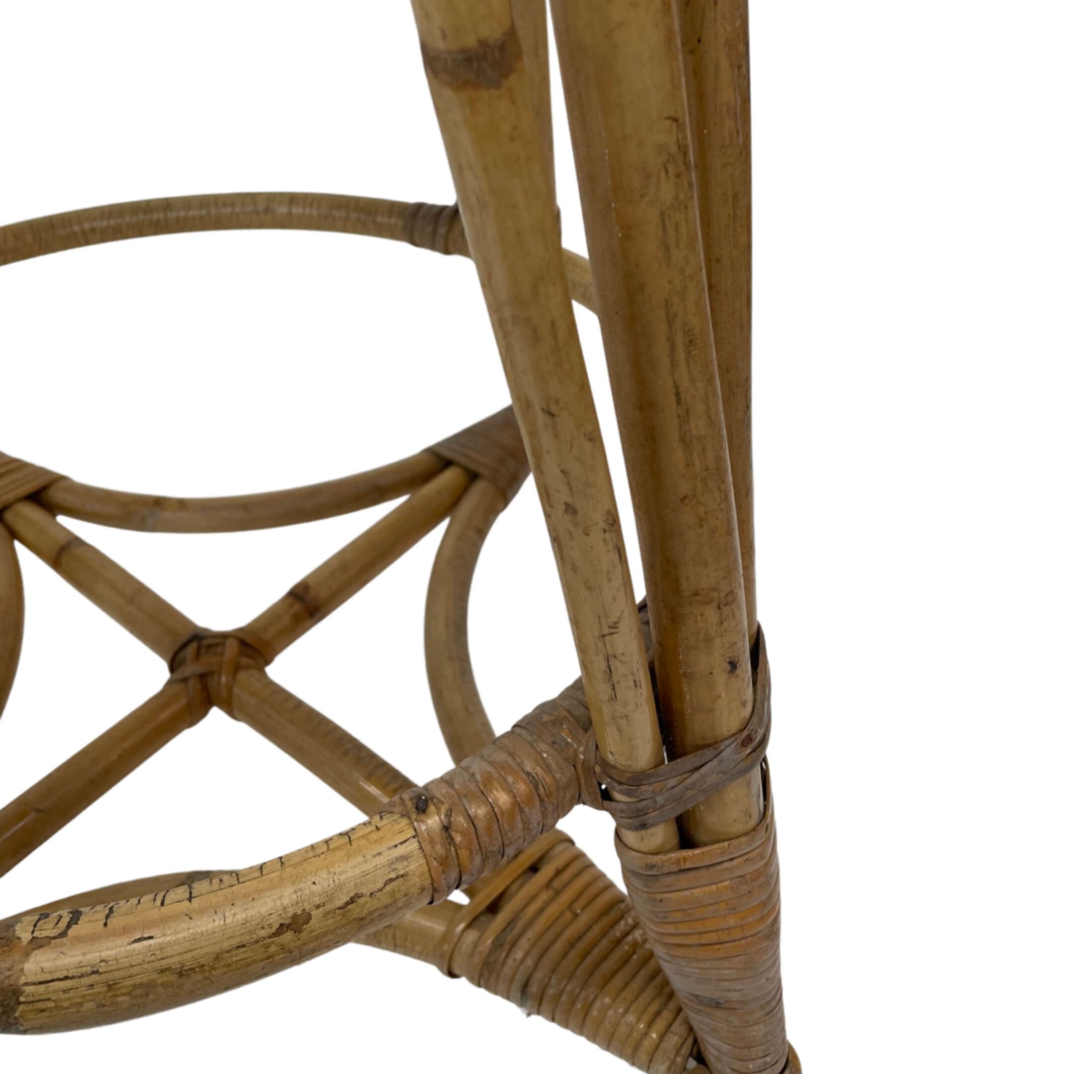 Tabouret vintage en rotin des années 60