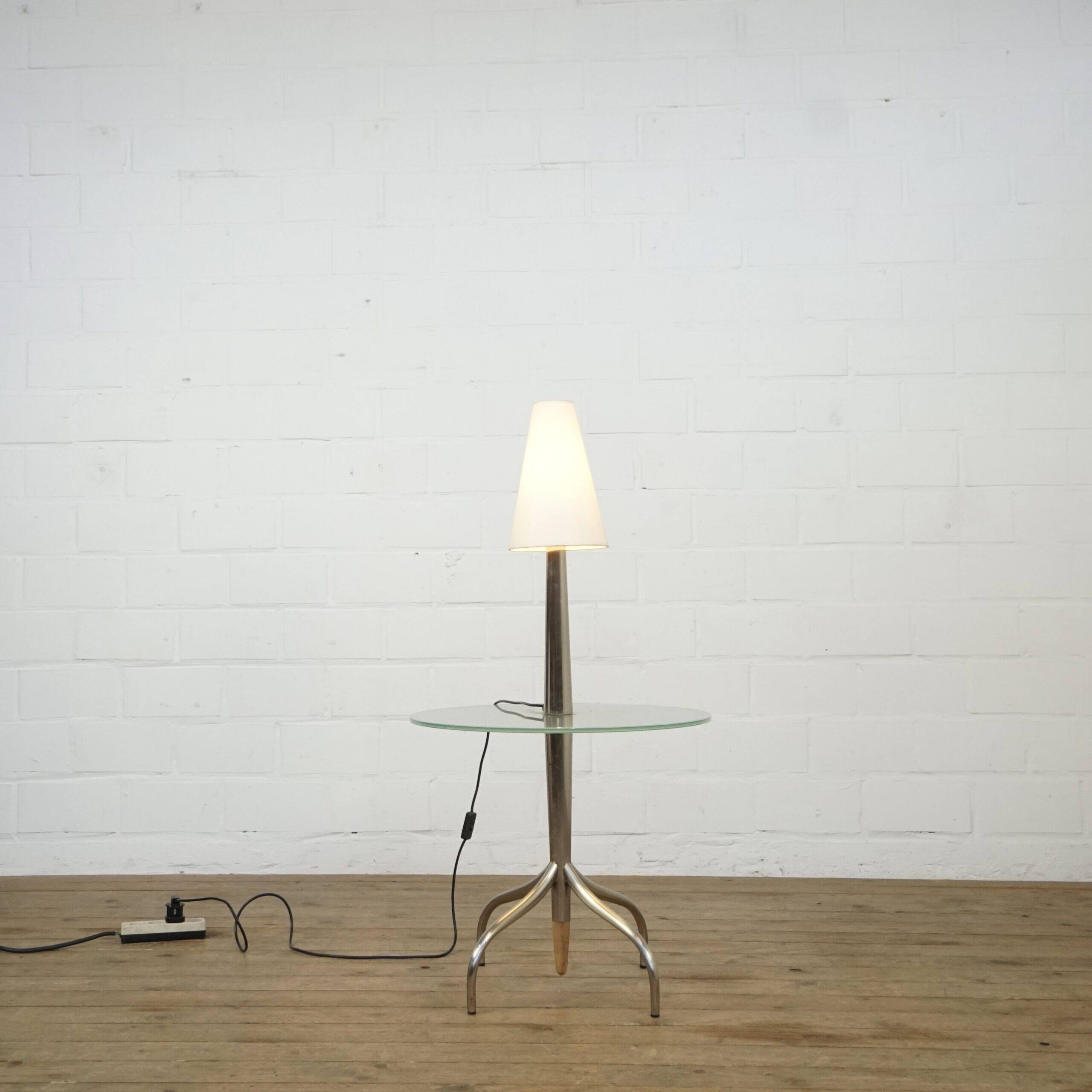 Postmodern side table with lamp