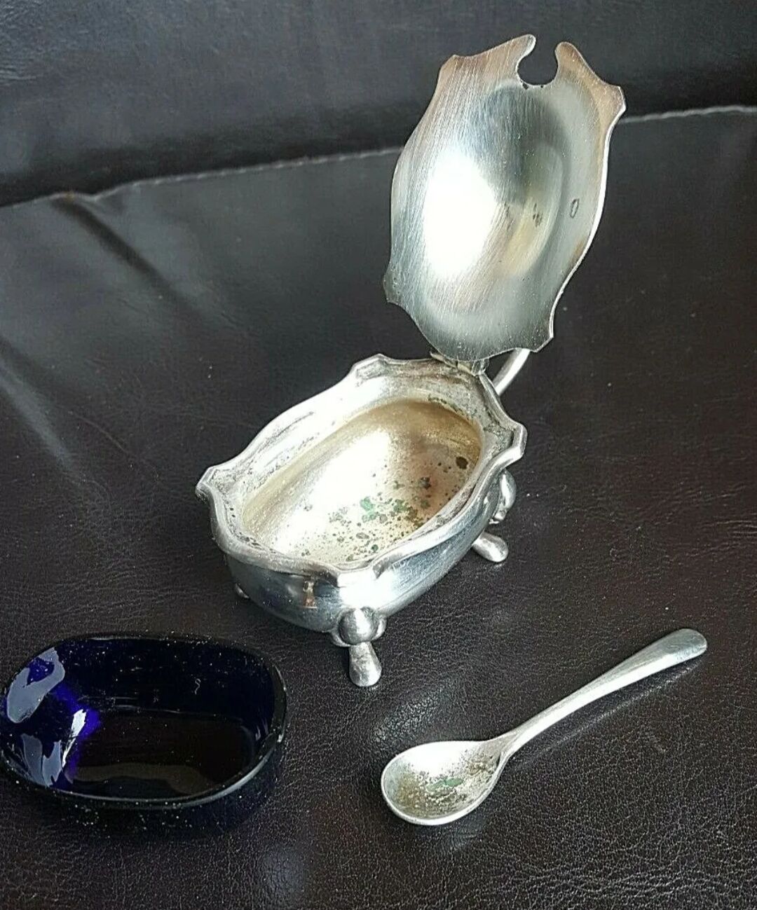 Old condiment set mappin & webb silver metal 20th miniature | Selency