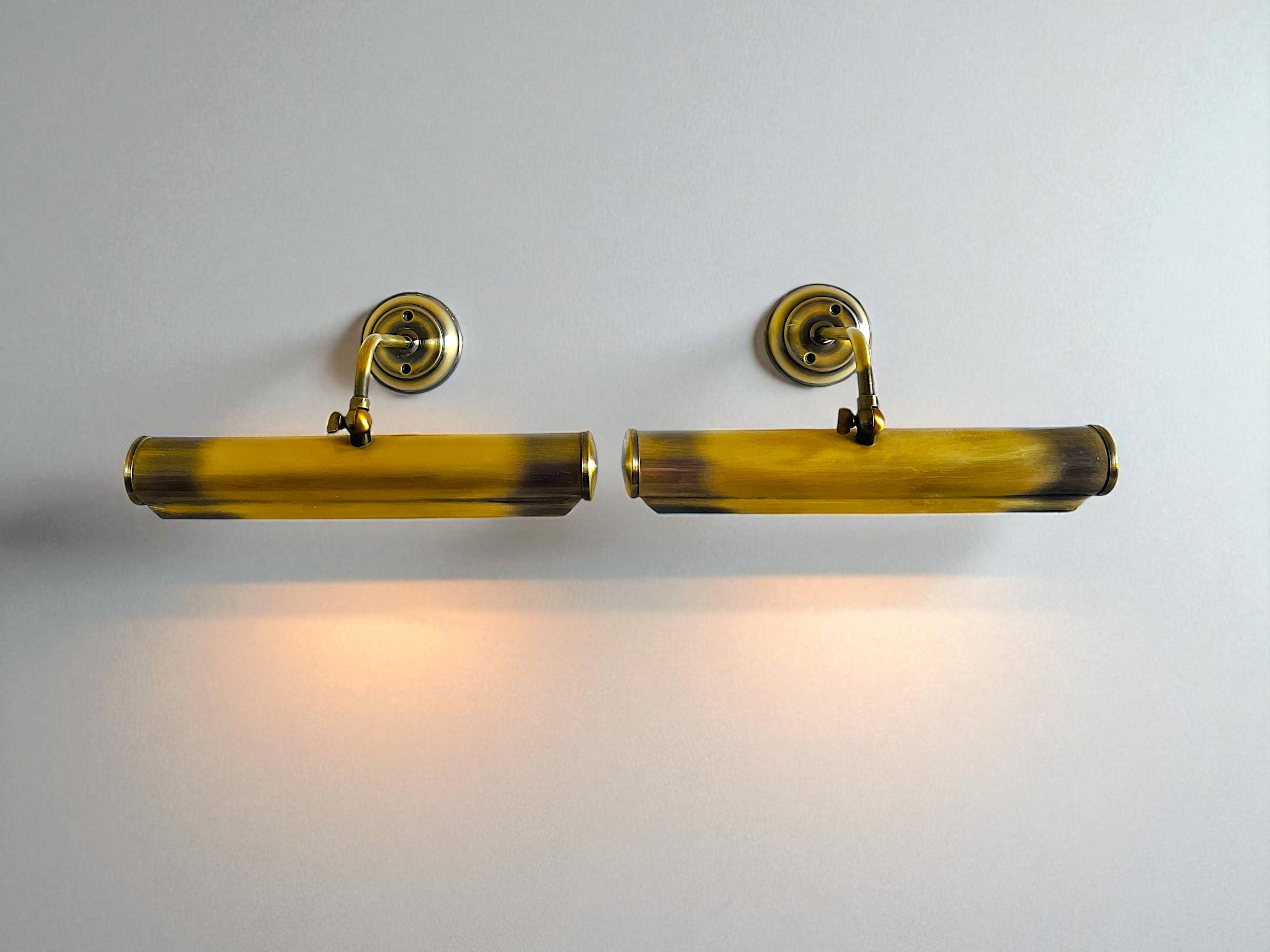 Pair brass wall picture art lights