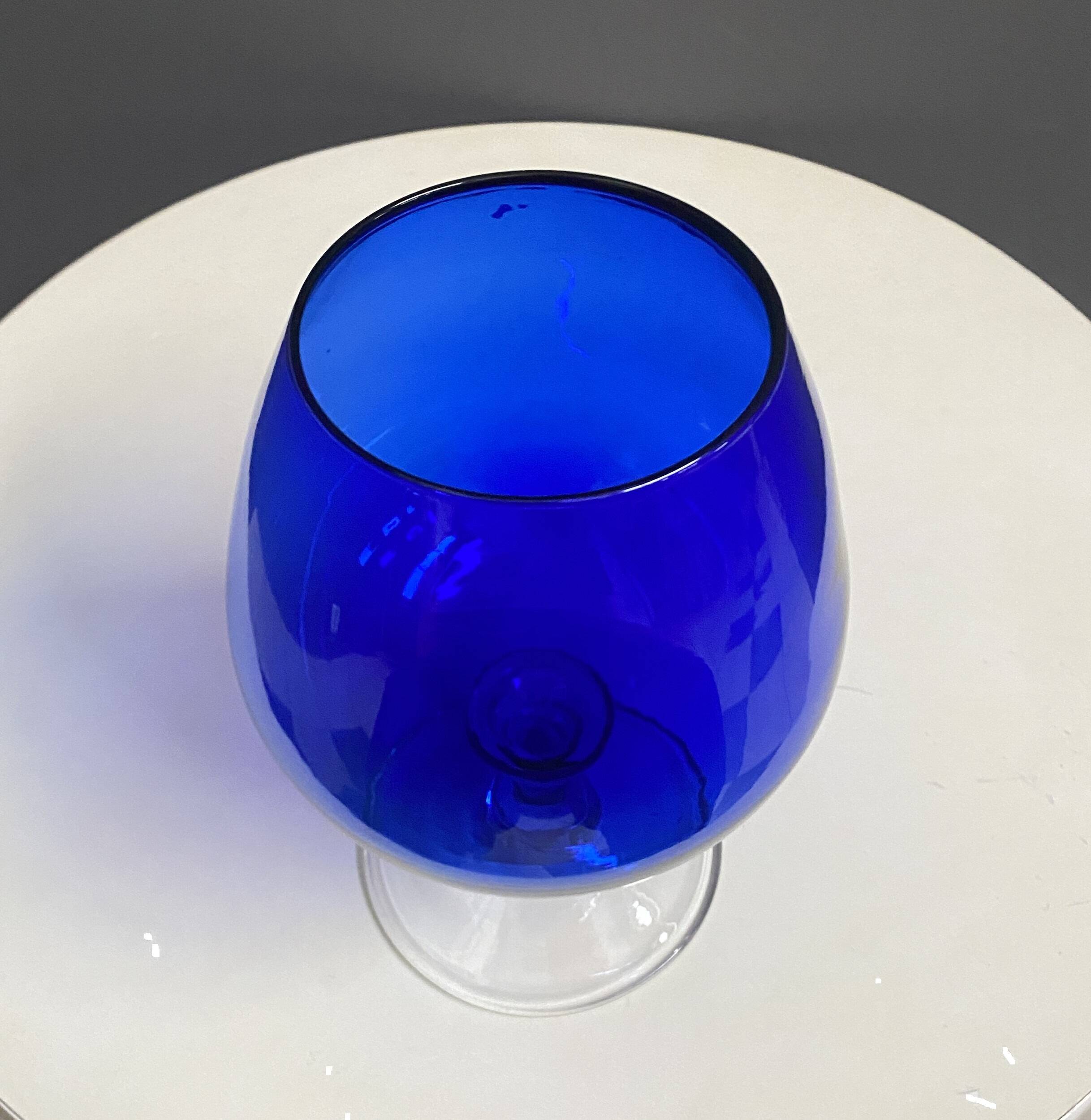 Empoli dark blue large glass shape vase 1960s