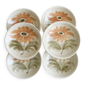 6 assiettes creuses en - peint