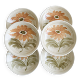 6 assiettes creuses en céramique – décor floral peint à la main