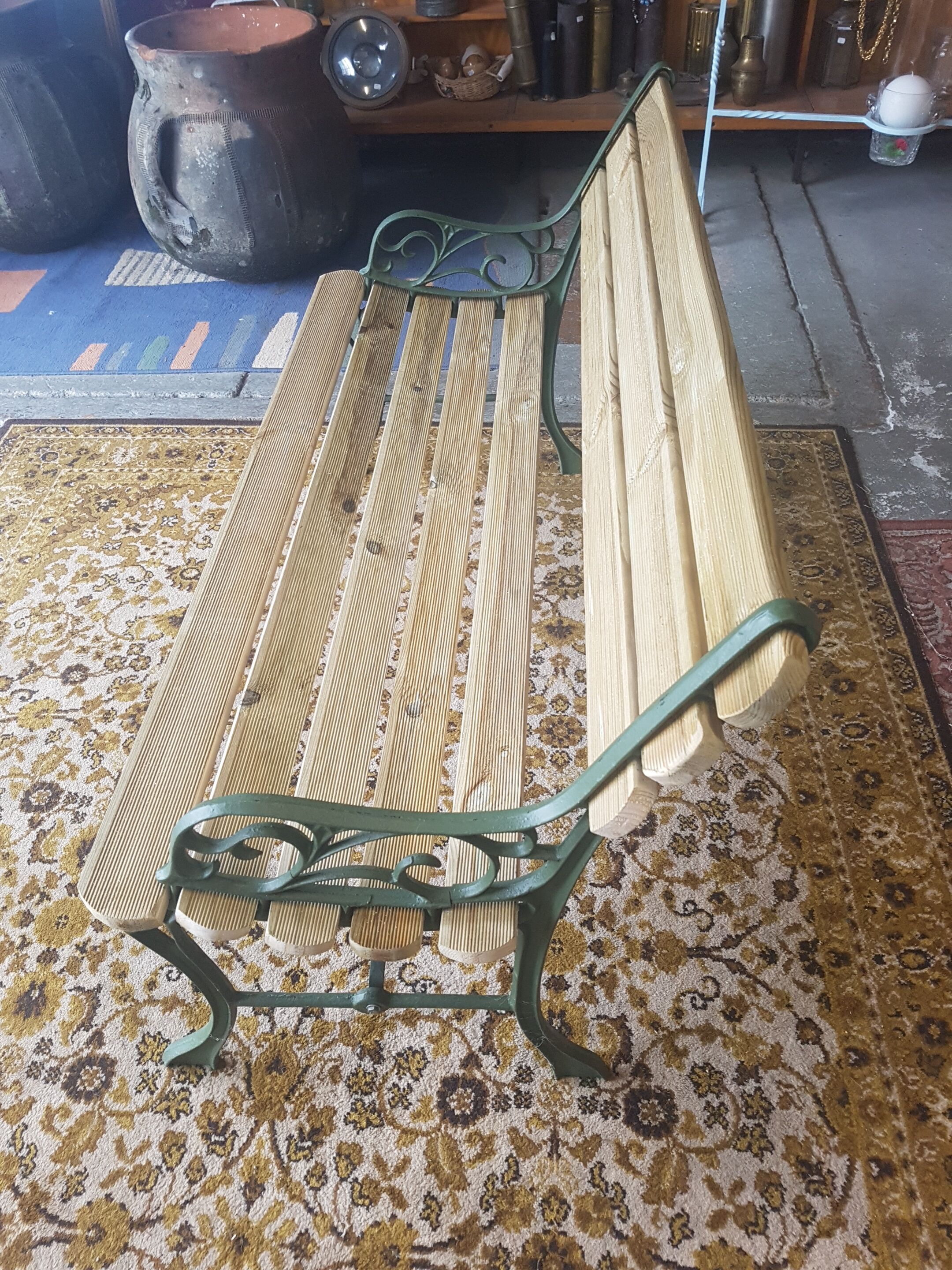 Cast iron and wood bench