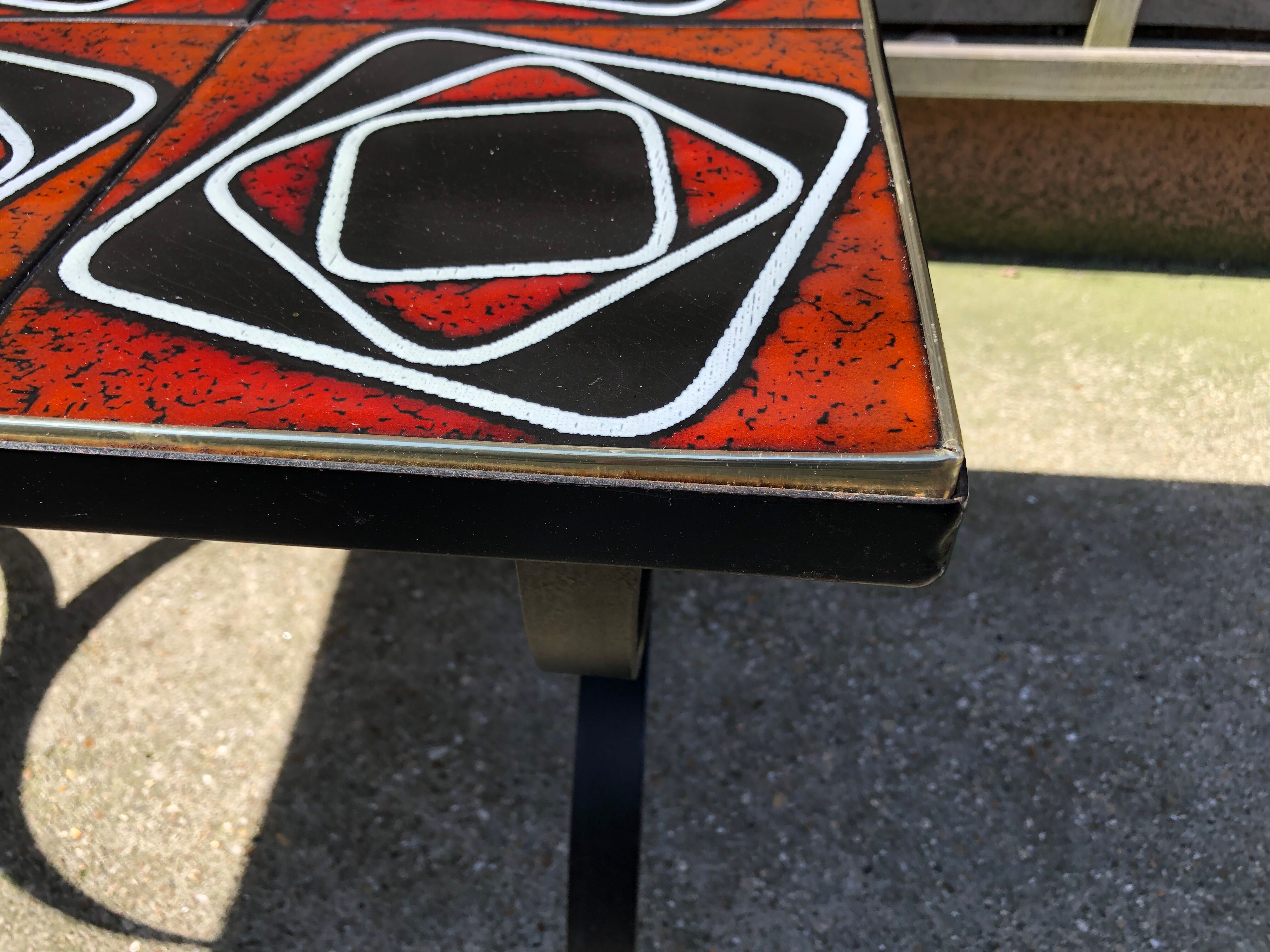 Wrought iron coffee table ceramic 60