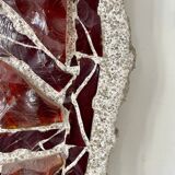 XL "stained glass" wall sconce, glass and cement, Sweden 1950