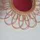 Vintage wicker sunrattan mirror diam 56 cm