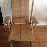 Wicker and rattan lounge chair