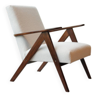 Fauteuil en tissu bouclé blanc, 1970
