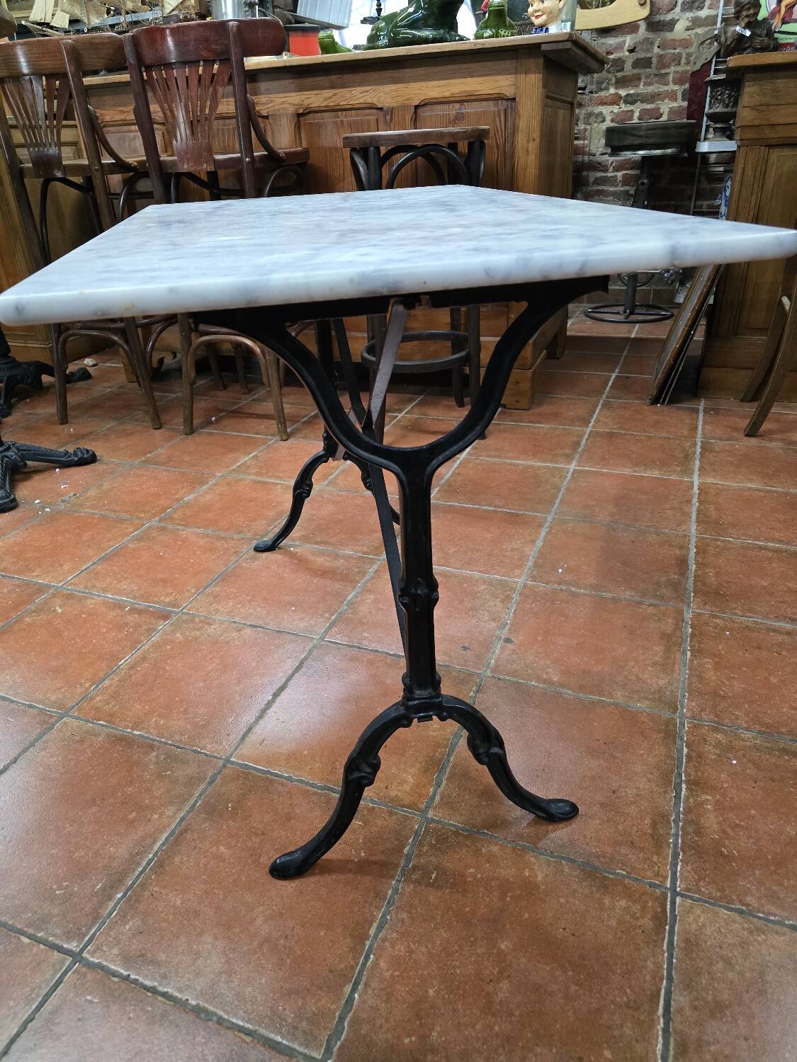 Cast iron bistro table with marble top