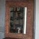 Large wooden mirror with floral pattern, wall mirror, wall glass.