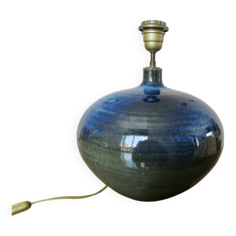 Lampe en céramique bleue irisée dégradée de vert, vers 1960