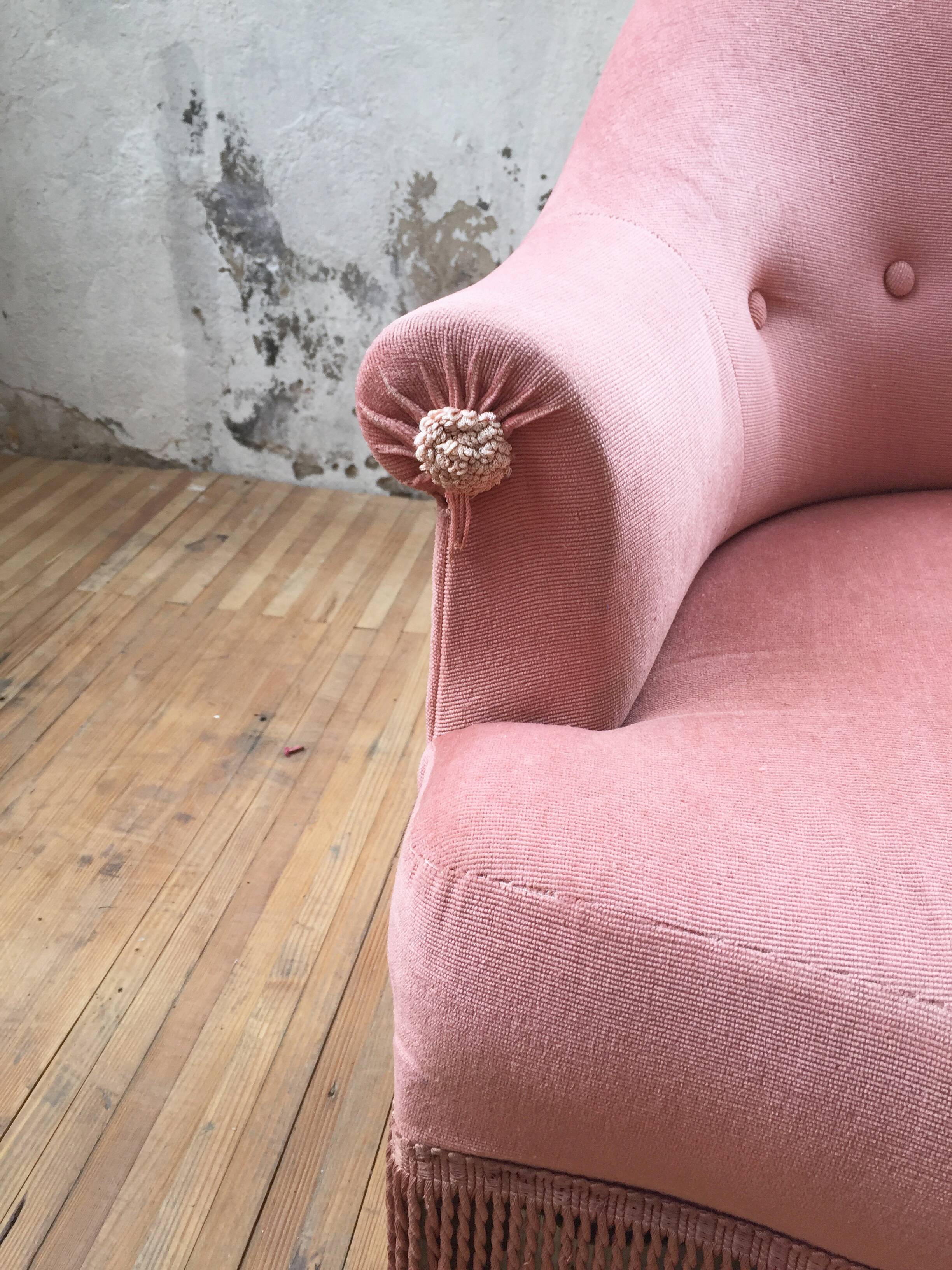 Fauteuil crapaud rose