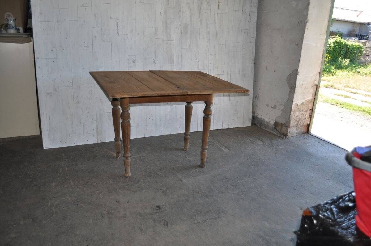 Rustic brown solid wood dining table, 1950s.