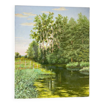 Paysage verdoyant signé de 2014