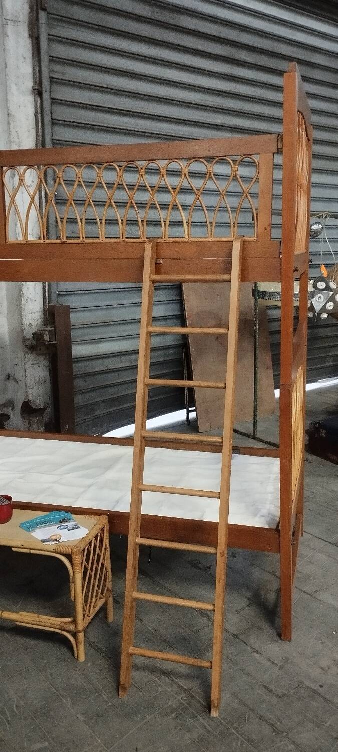 Rattan bunk bed, vintage 1960