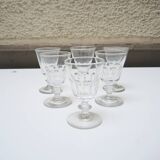 6 Anciens Verres à Pied en Cristal de Style Caton H11 cm