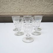6 Antique Caton Style Crystal Stemmed Glasses H11 cm