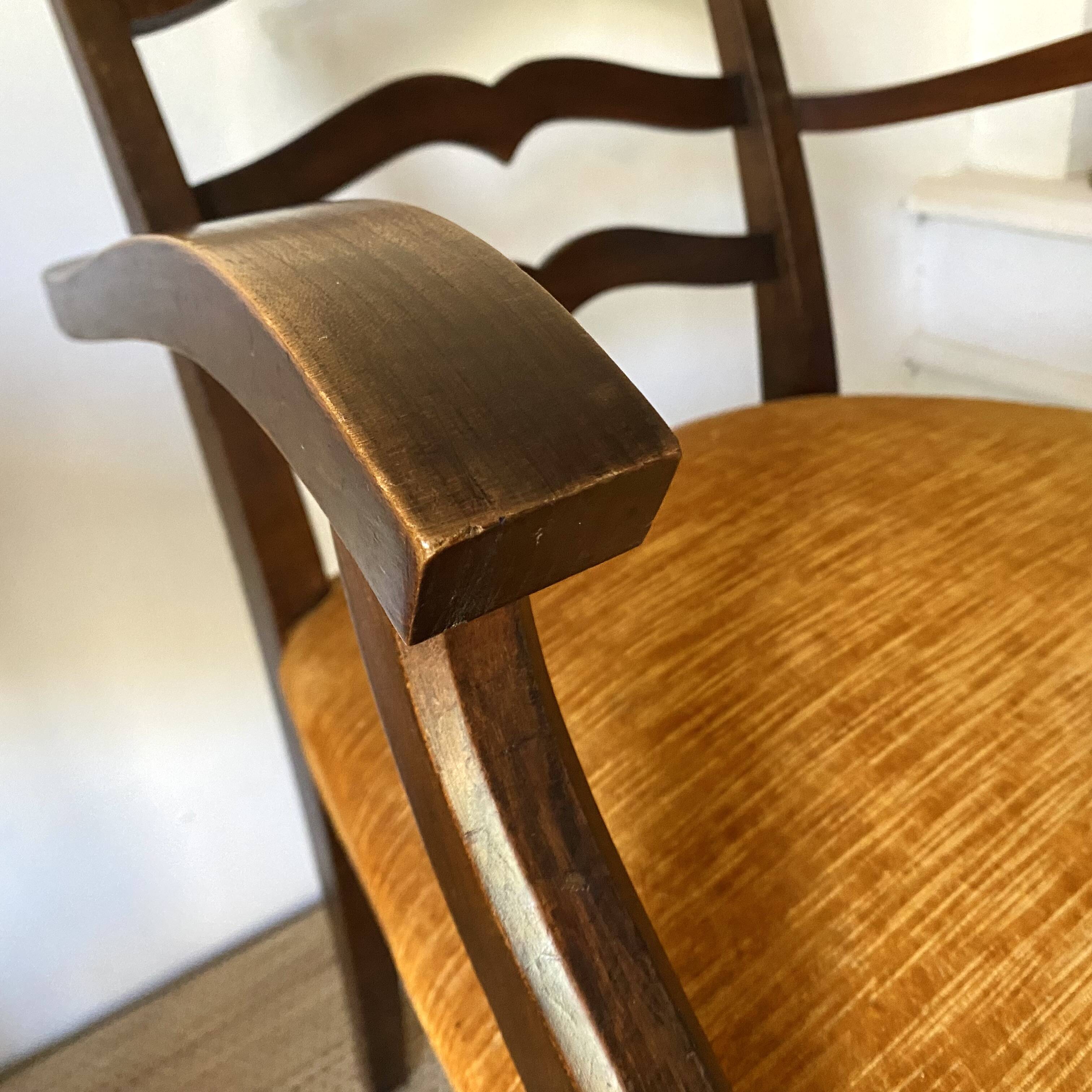 Pair of wooden and velvet armchairs from the 30s and 40s