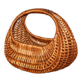 Small vintage wicker basket – Integrated handle – Retro weaving