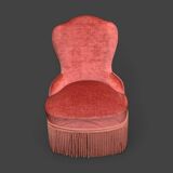 Pair of vintage pink velvet toad armchairs 1960