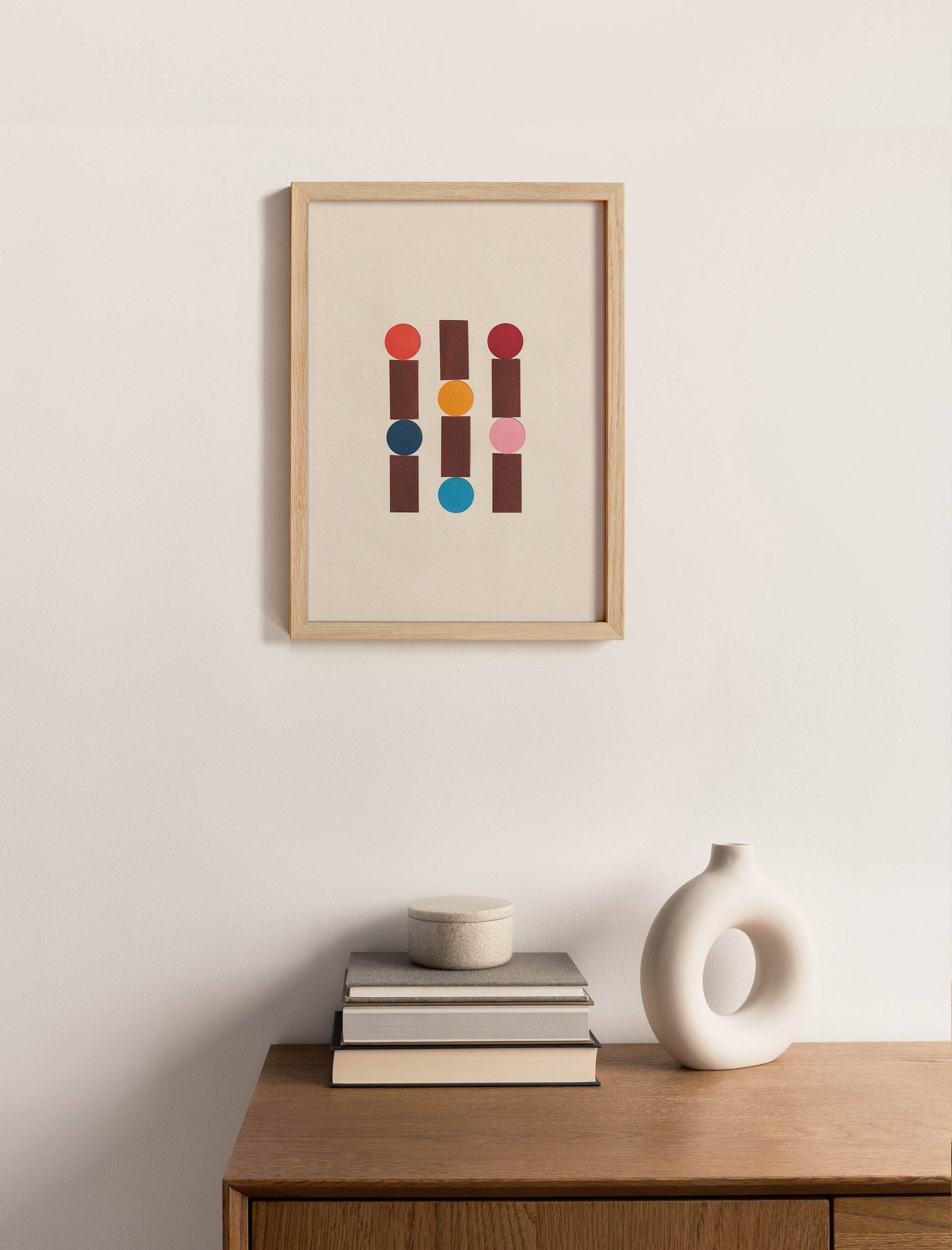 Collage sur papier ancien multicolors signé Eawy
