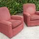 Pairs of art deco club armchairs in red fabrics year 30