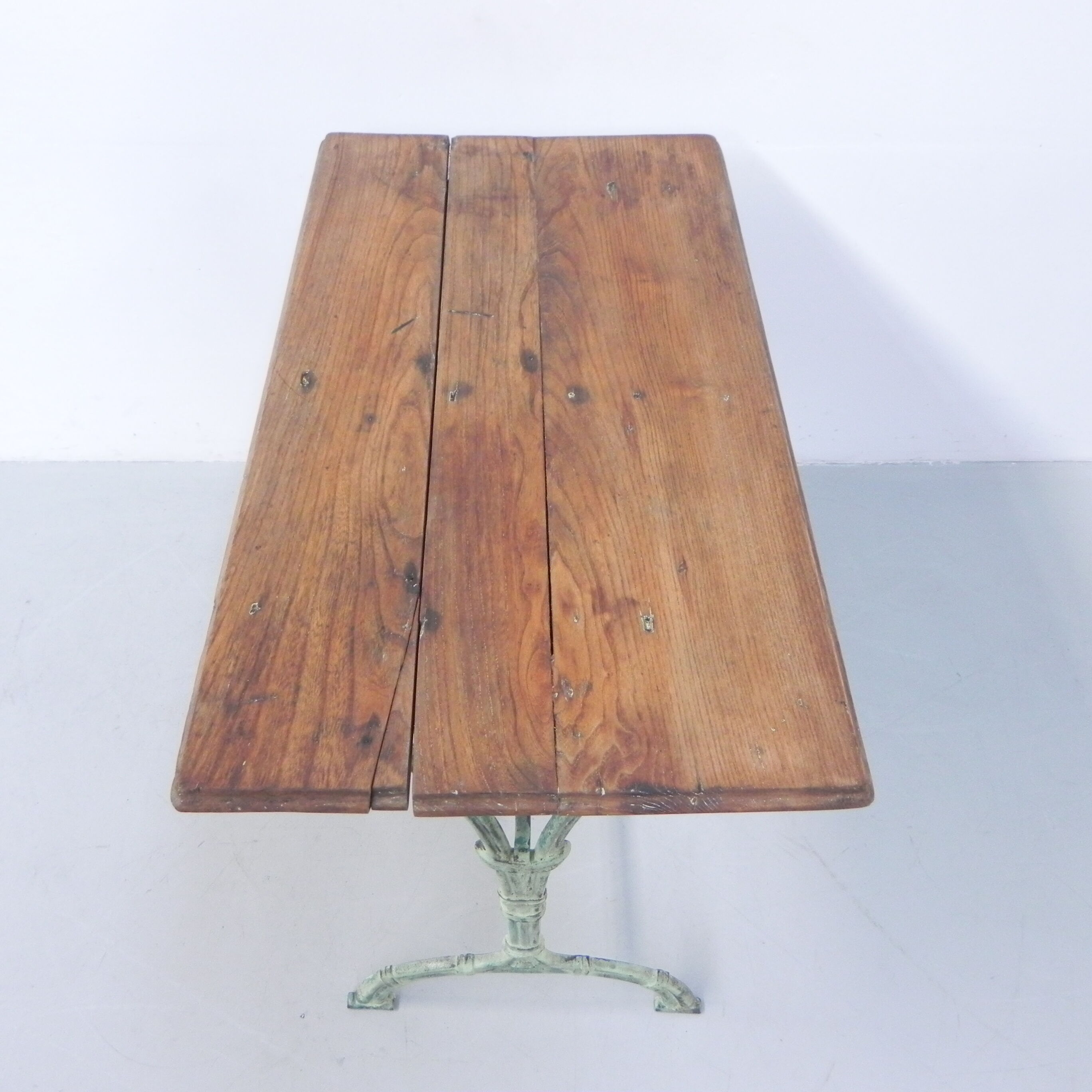 Art nouveau bistro table with cast iron frame