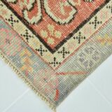 Tapis Couloir Vintage Patiné – Tons Corail, Crème & Vert Sauge, 85x352 Cm