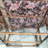 Rattan bookcase shelf - and glass - vintage