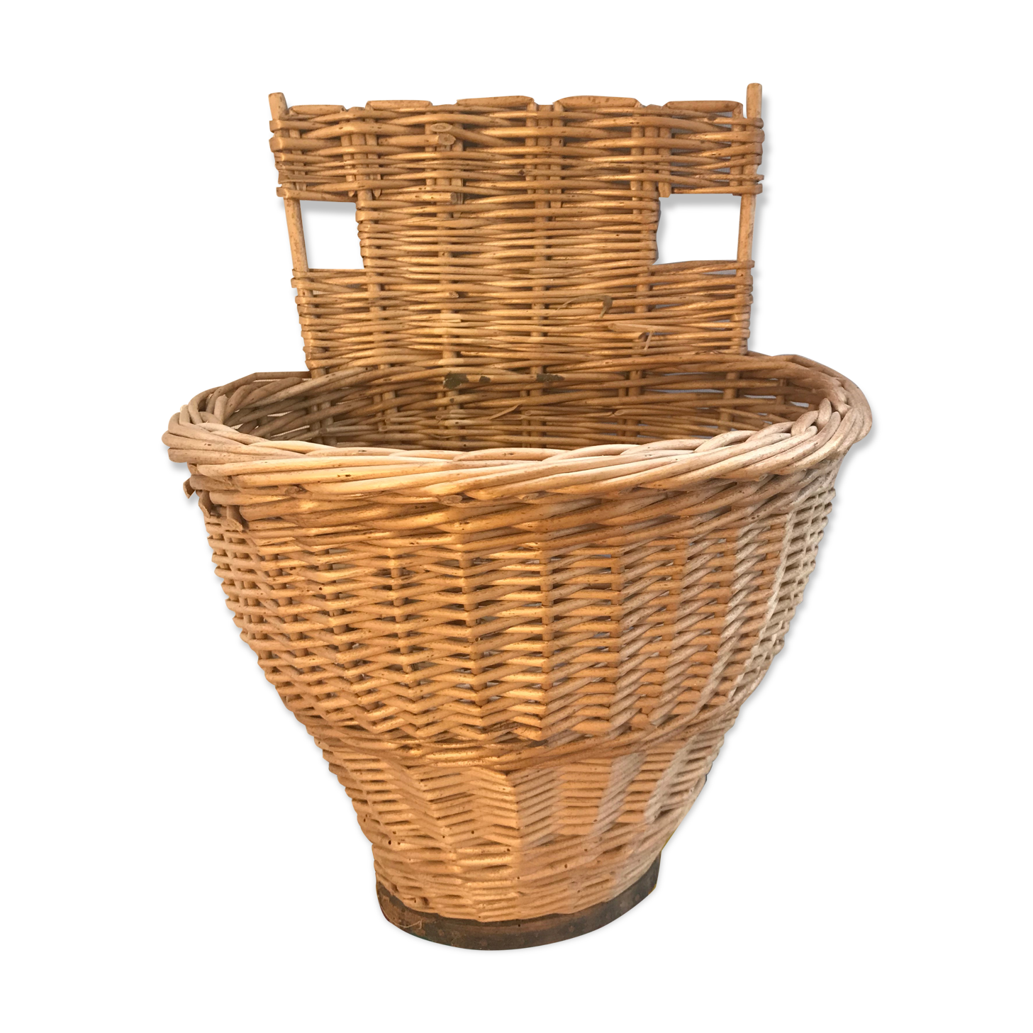 Ancien panier vendange cueillette en osier tressé décoration vintage