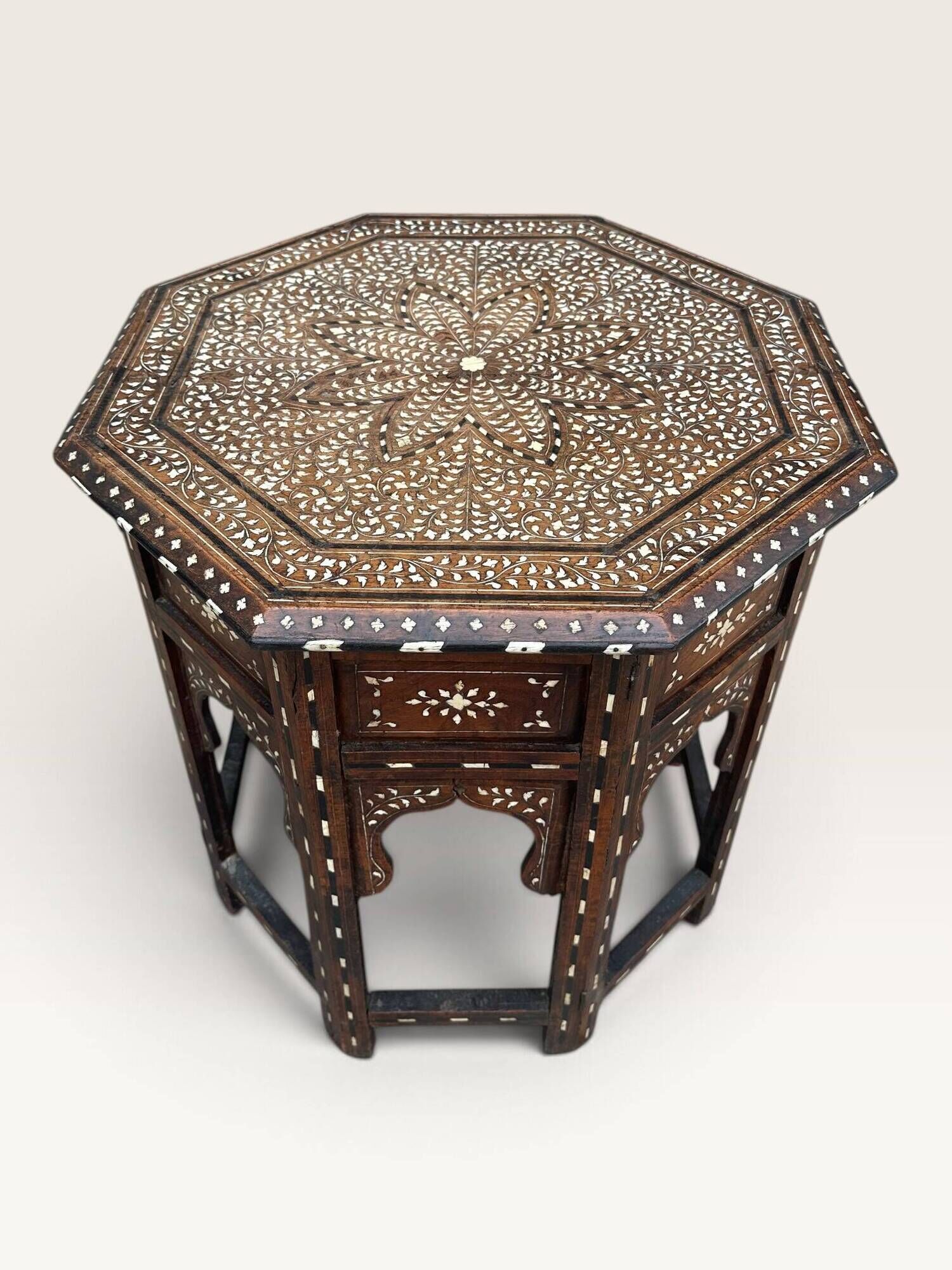 Hoshiarpur octagonal side table, rosewood, mother-of-pearl and bone, 1880