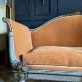 Napoleon iii period sofa in painted and gilded wood with cornucopia decor